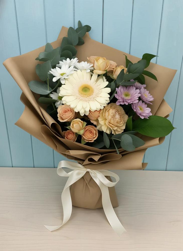 Букет цветов из: Герберы и Хризантемы в Кардоникской