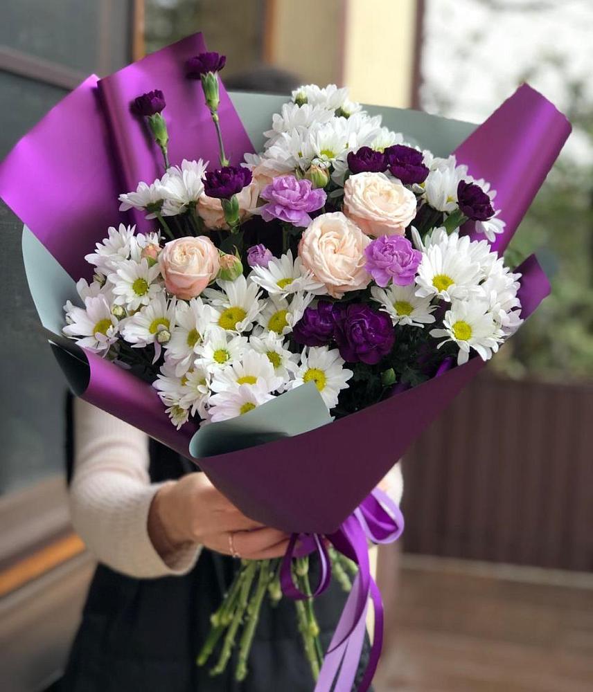 Букет цветов из: Хризантемы, Гвоздики и Розы в Кардоникской