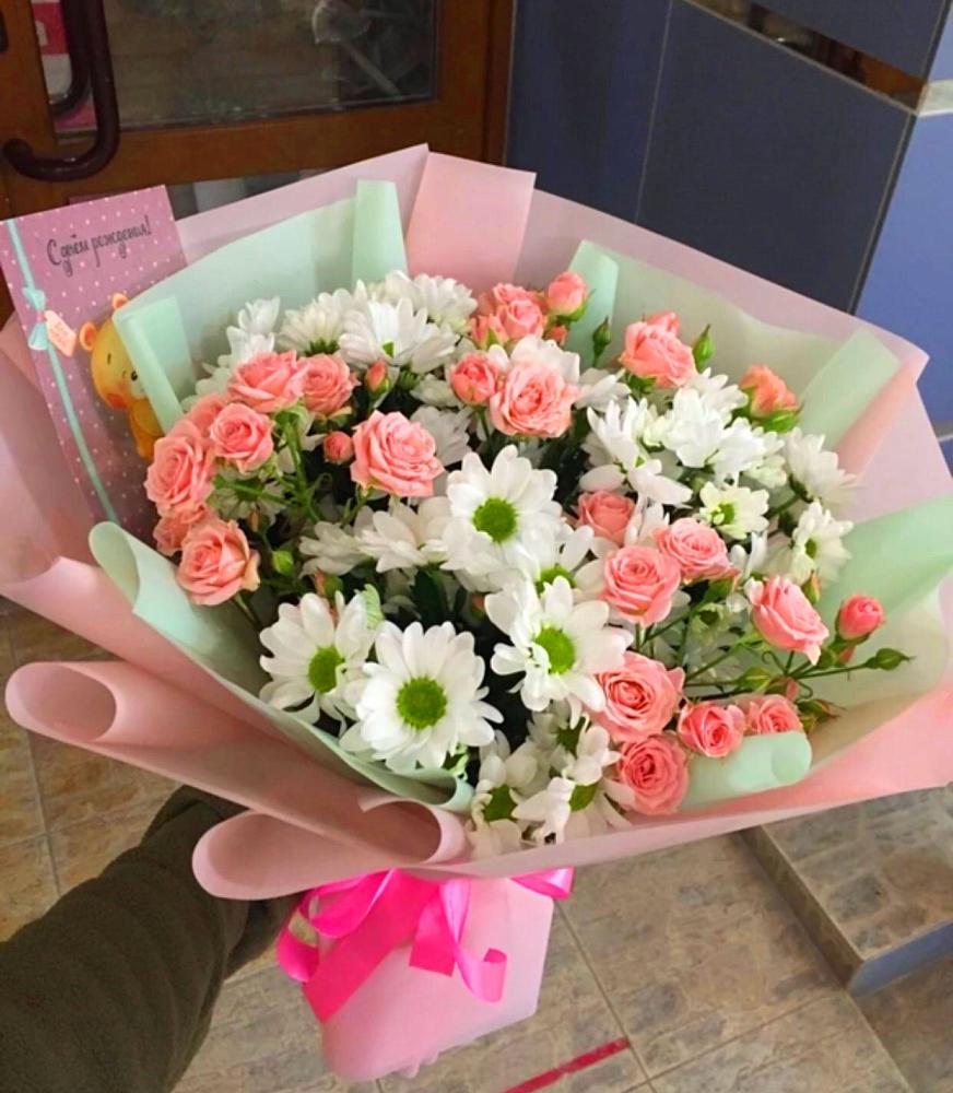 Букет цветов из: Розы и Хризантемы в Кардоникской