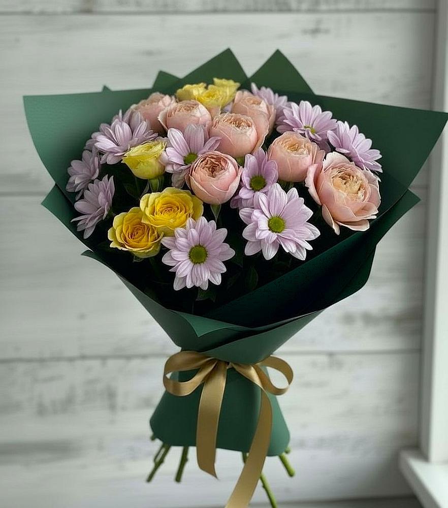 Букет цветов из: Хризантемы и Розы в Кардоникской