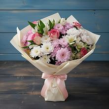 Букет цветов из:  Хризантемы, Альстромерии и Розы в Кардоникской