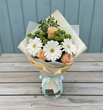 Букет цветов из:  Герберы, Розы и Хризантемы в Кардоникской
