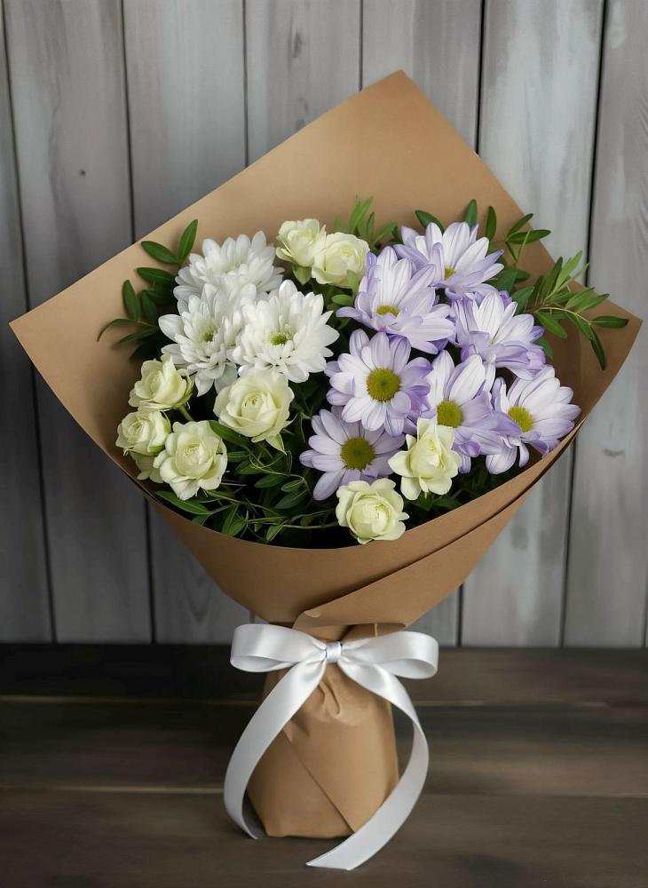Букет цветов из: Хризантемы и Розы в Кардоникской